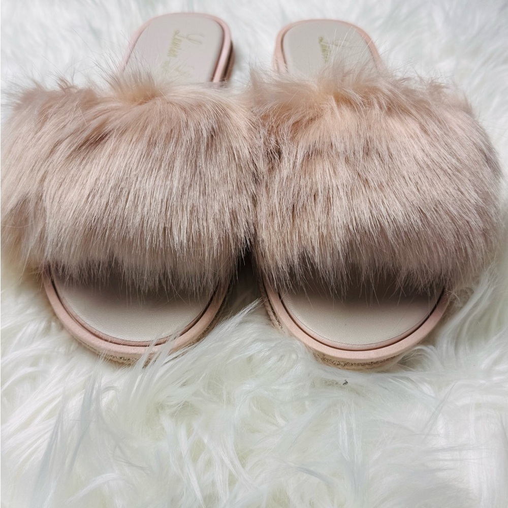 Lauren Lorraine Fluffy Flat Sandals – Blush, Size 10 (NIB) - Picture 2 of 6